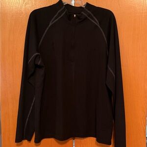 Prana Black Long Sleeve Men's 1/4 Zip base layer cotton blend Sz L
